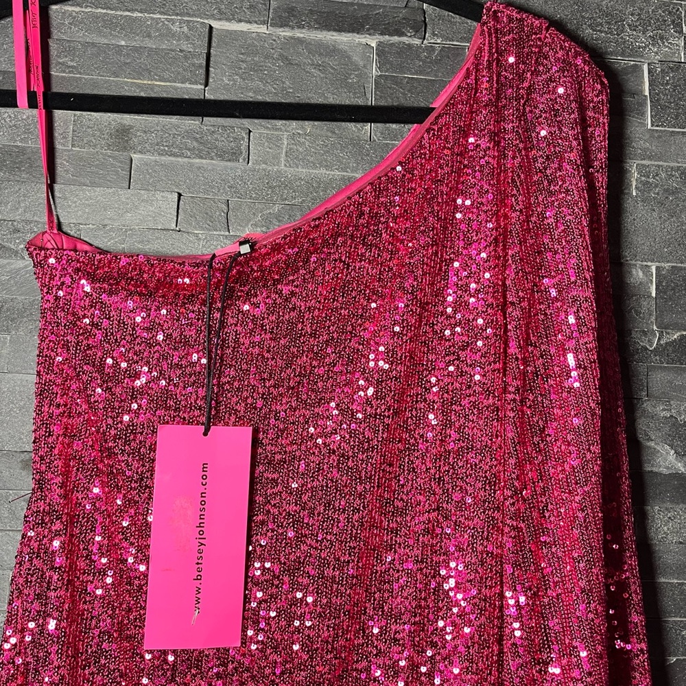 Betsey Johnson Fully Sequenced & Lined Asymmetrical Stretch Mini Dress - Picture 7 of 16